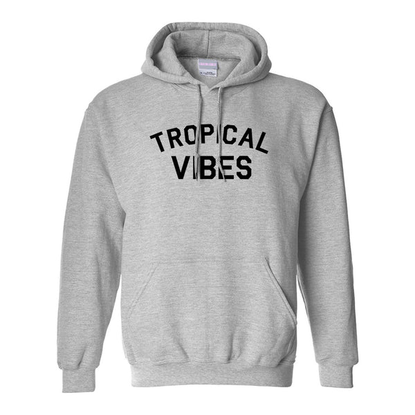 Tropical Vibes Only Grey Womens Pullover Hoodie