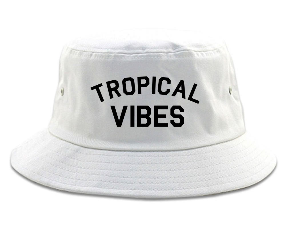 Tropical Vibes Only white Bucket Hat