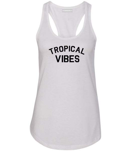 Tropical Vibes Only White Womens Racerback Tank Top