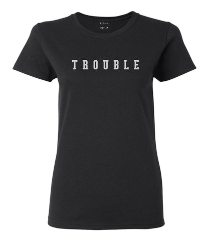 Trouble Womens Graphic T-Shirt Black
