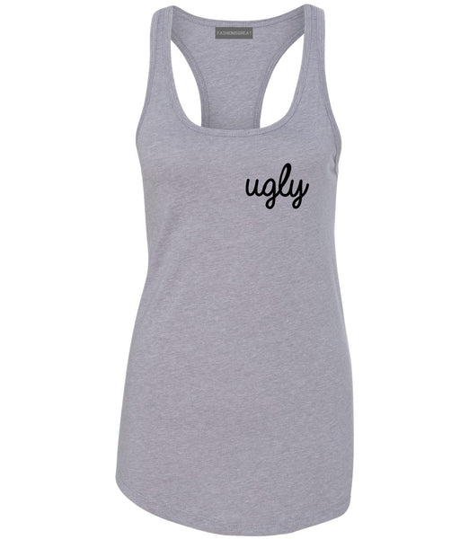 Ugly Funny Cute Chest Grey Womens Racerback Tank Top