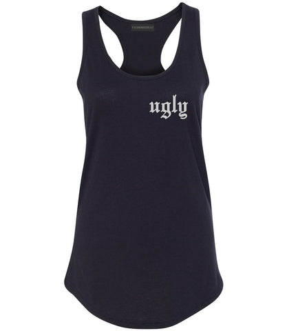 Ugly Olde English Chest Black Womens Racerback Tank Top