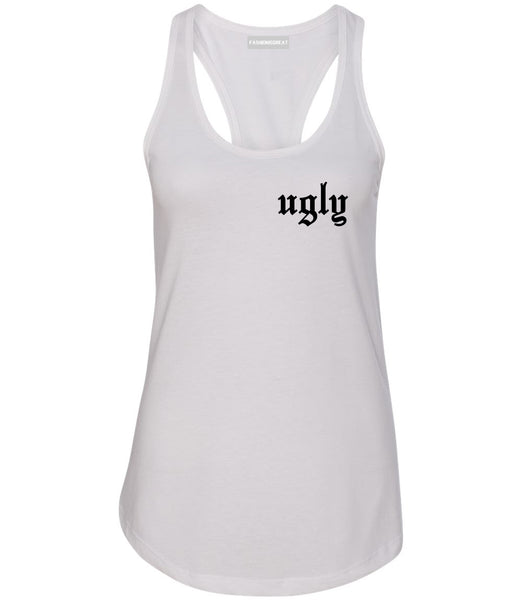 Ugly Olde English Chest White Womens Racerback Tank Top