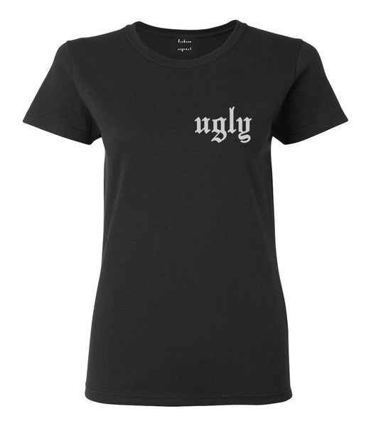 Ugly Olde English Chest Black Womens T-Shirt