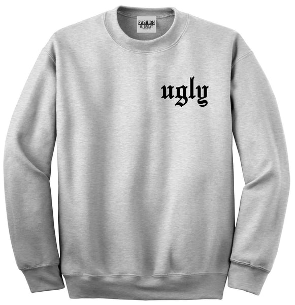 Ugly Olde English Chest Grey Womens Crewneck Sweatshirt