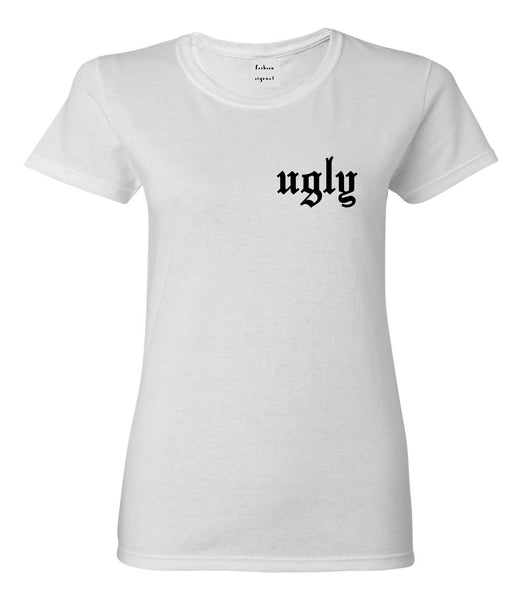 Ugly Olde English Chest White Womens T-Shirt