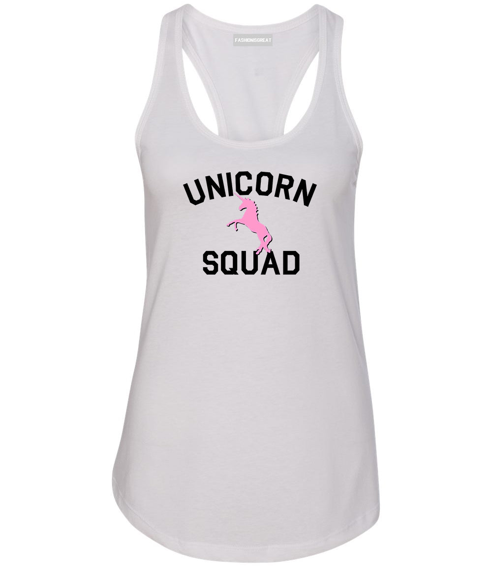 Unicorn Squad Funny White Womens Racerback Tank Top