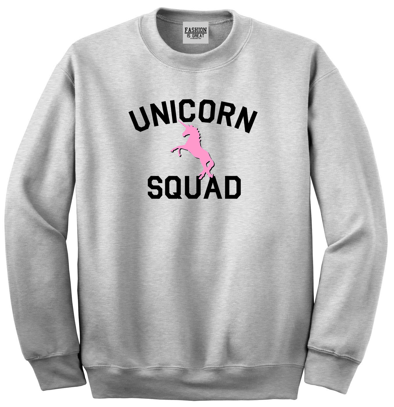 Unicorn Squad Funny Grey Womens Crewneck Sweatshirt
