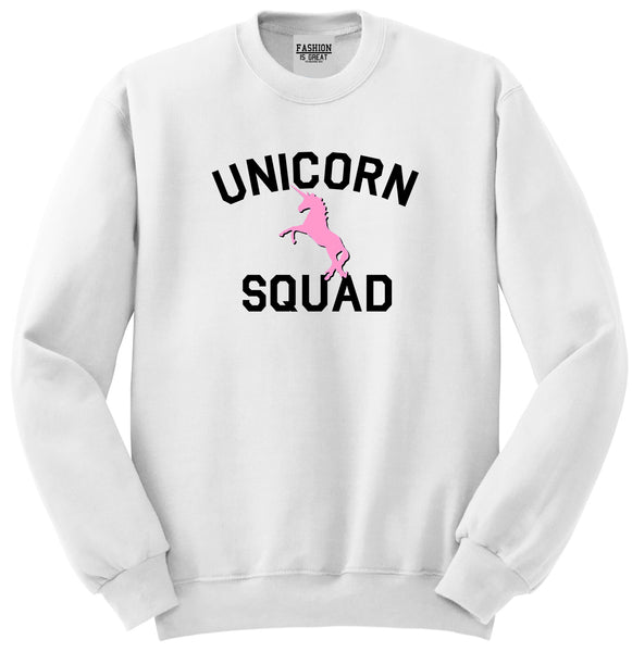 Unicorn Squad Funny White Womens Crewneck Sweatshirt