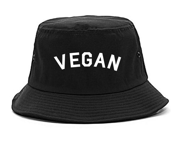 VEGAN Simple Vegetarian Black Bucket Hat
