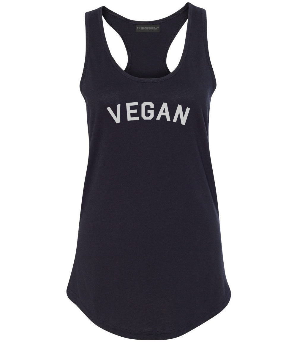 VEGAN Simple Vegetarian Black Racerback Tank Top