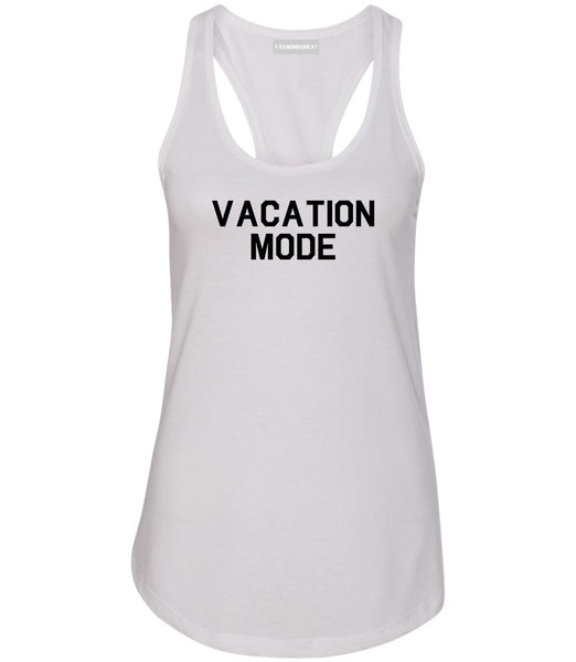 Vacation Mode White Racerback Tank Top