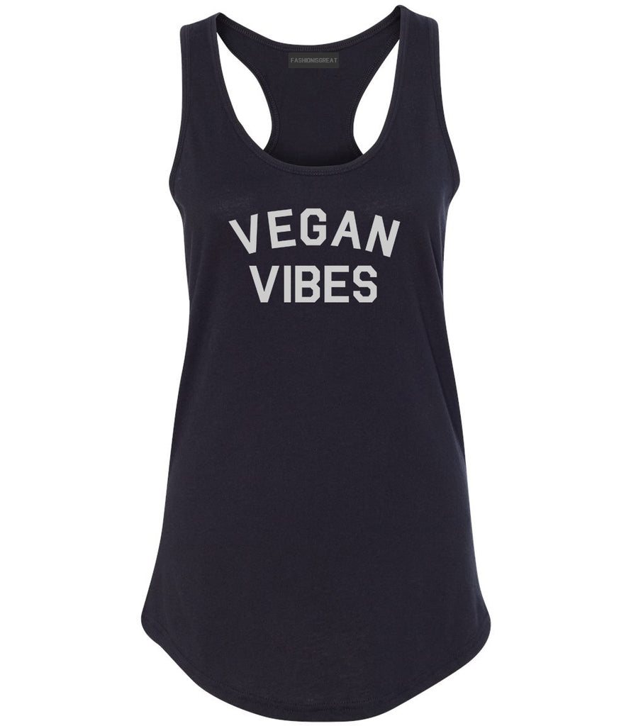 Vegan Vibes Vegetarian Black Womens Racerback Tank Top