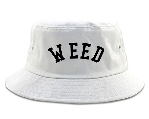 WEED Curved College Weed Bucket Hat White
