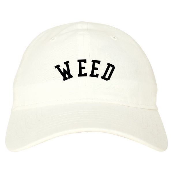 WEED Curved College Weed Dad Hat White