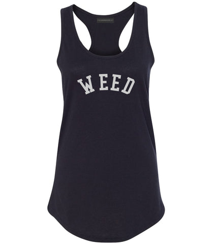 WEED Curved College Weed Womens Racerback Tank Top Black