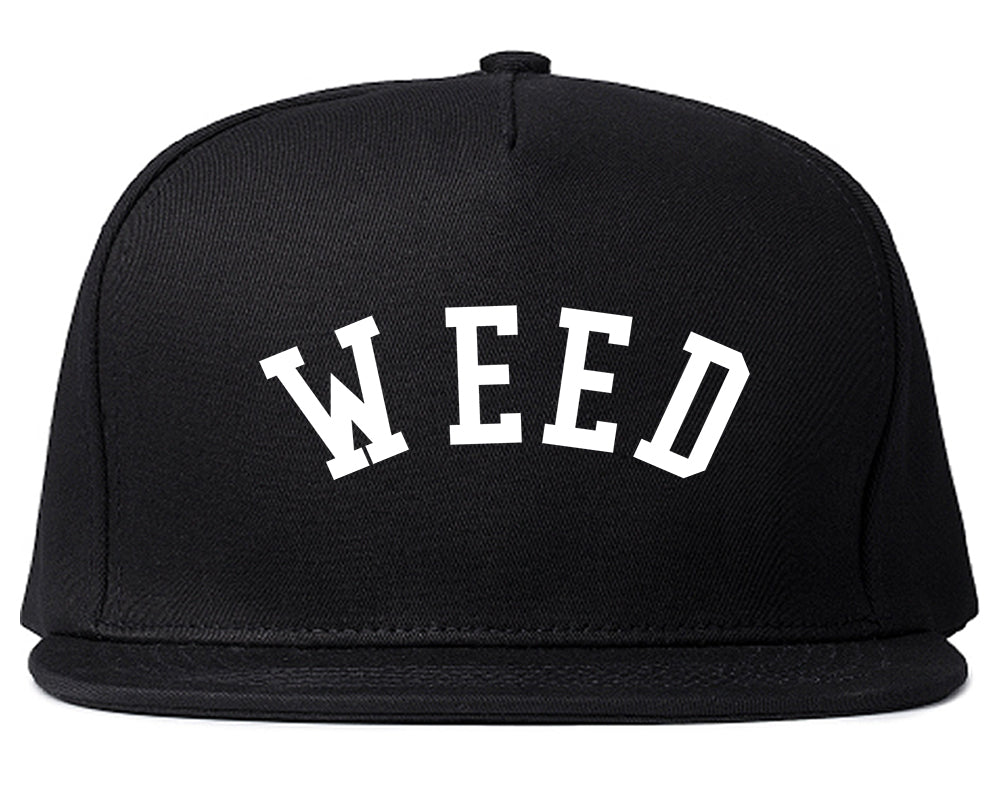 WEED Curved College Weed Snapback Hat Black