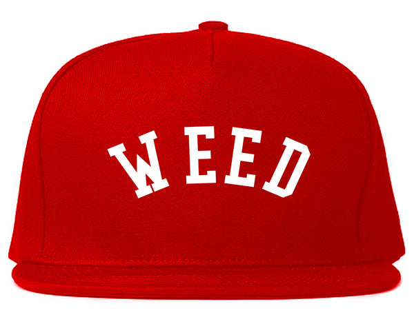 WEED Curved College Weed Snapback Hat Red