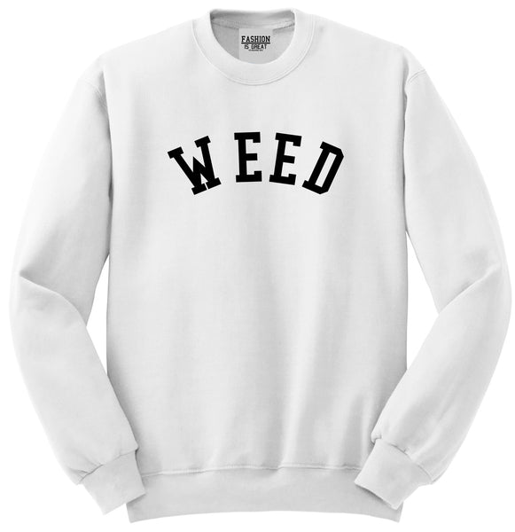 WEED Curved College Weed Unisex Crewneck Sweatshirt White