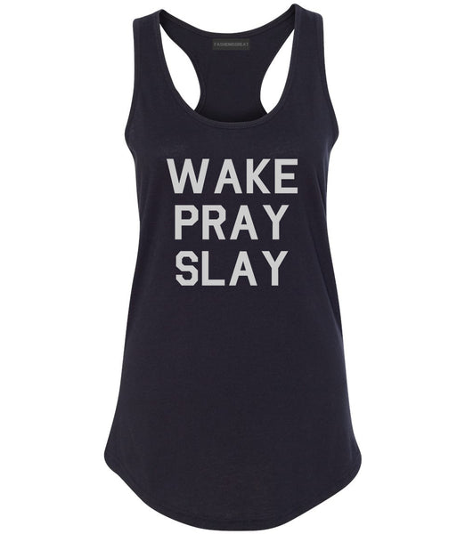 Wake Pray Slay Black Racerback Tank Top