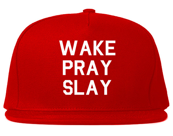 Wake Pray Slay Red Snapback Hat