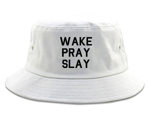 Wake Pray Slay White Bucket Hat