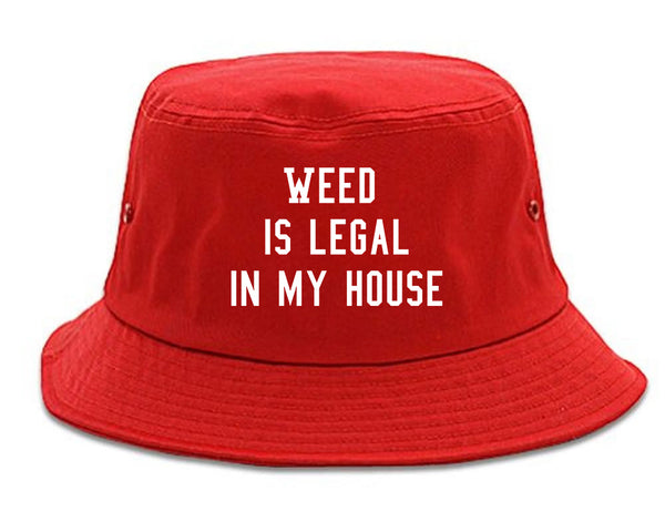 Weed Legal My House Funny Bucket Hat Red