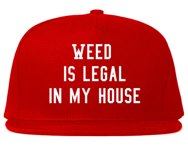 Weed Legal My House Funny Snapback Hat Red