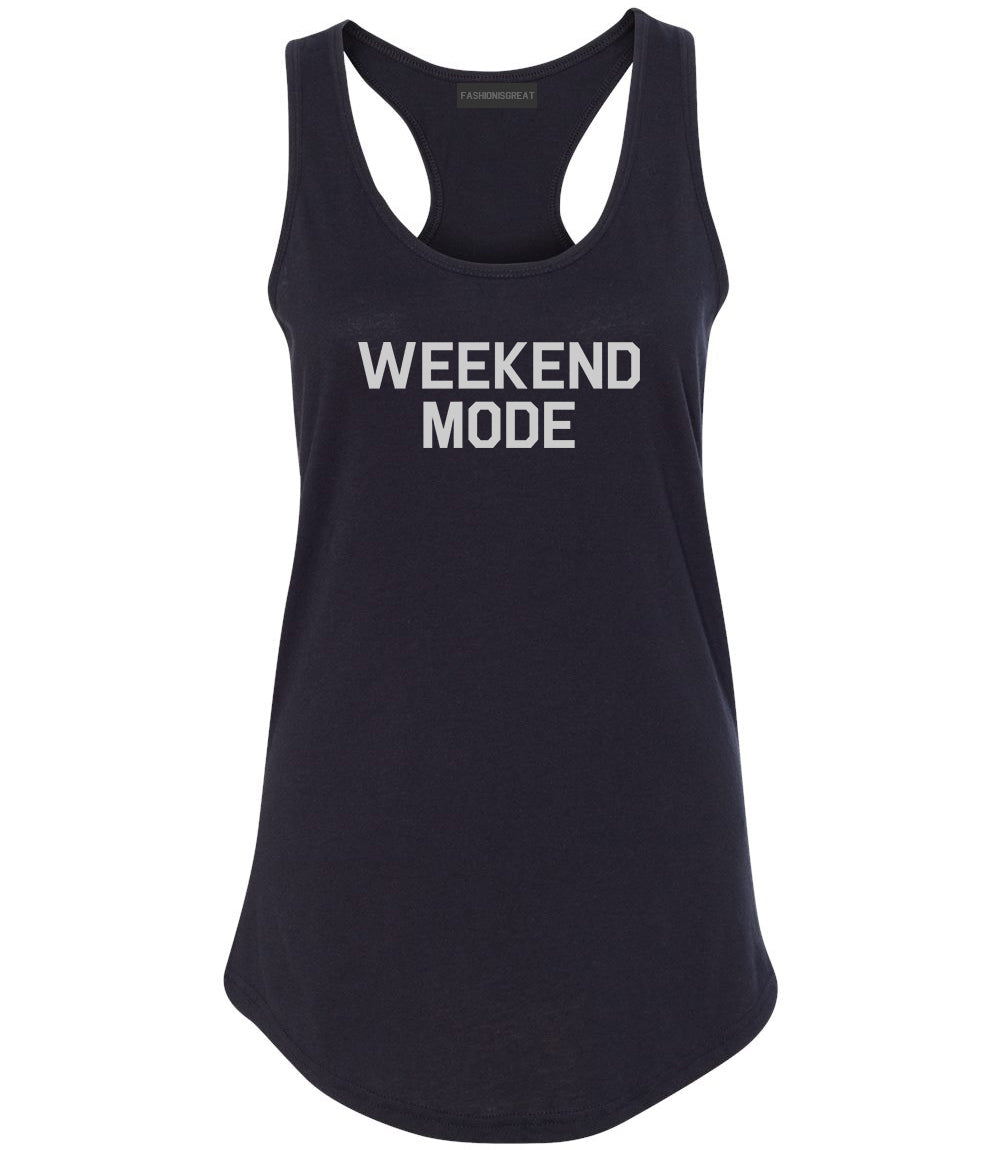 Weekend Mode Vacay Black Racerback Tank Top