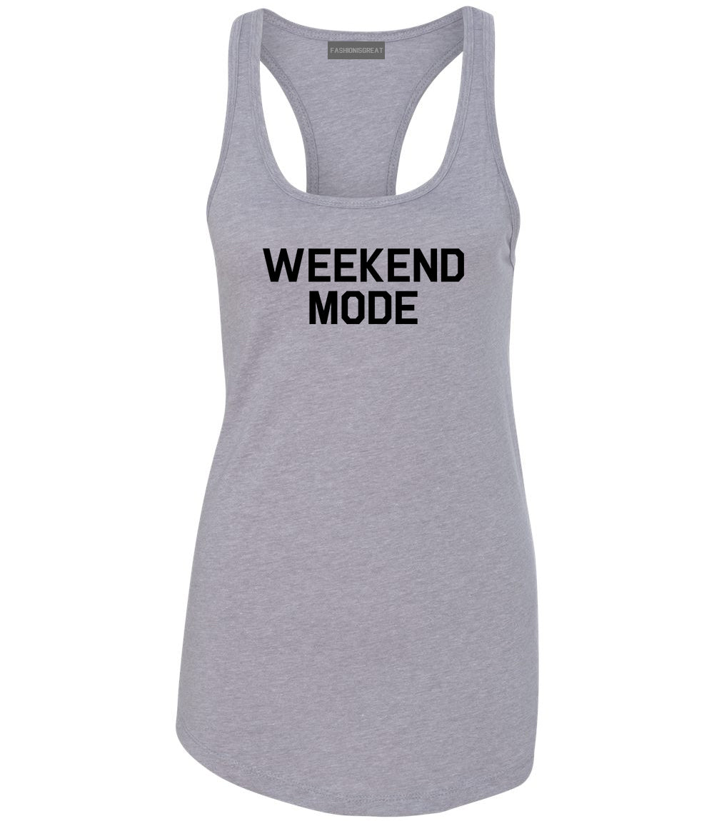 Weekend Mode Vacay Grey Racerback Tank Top