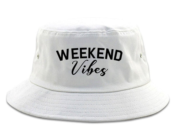 Weekend Vibes Party White Bucket Hat