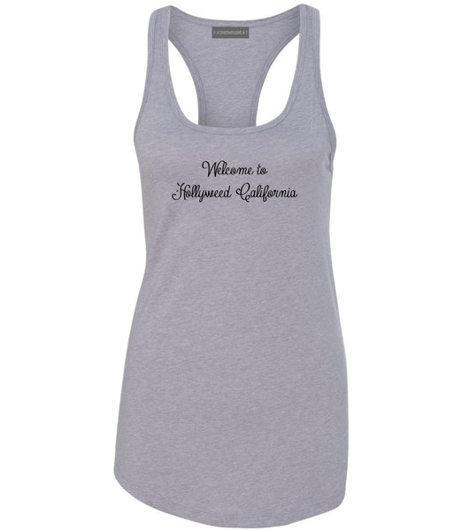 Welcome To Hollyweed California Womens Racerback Tank Top Grey