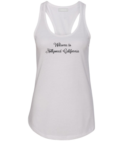 Welcome To Hollyweed California Womens Racerback Tank Top White
