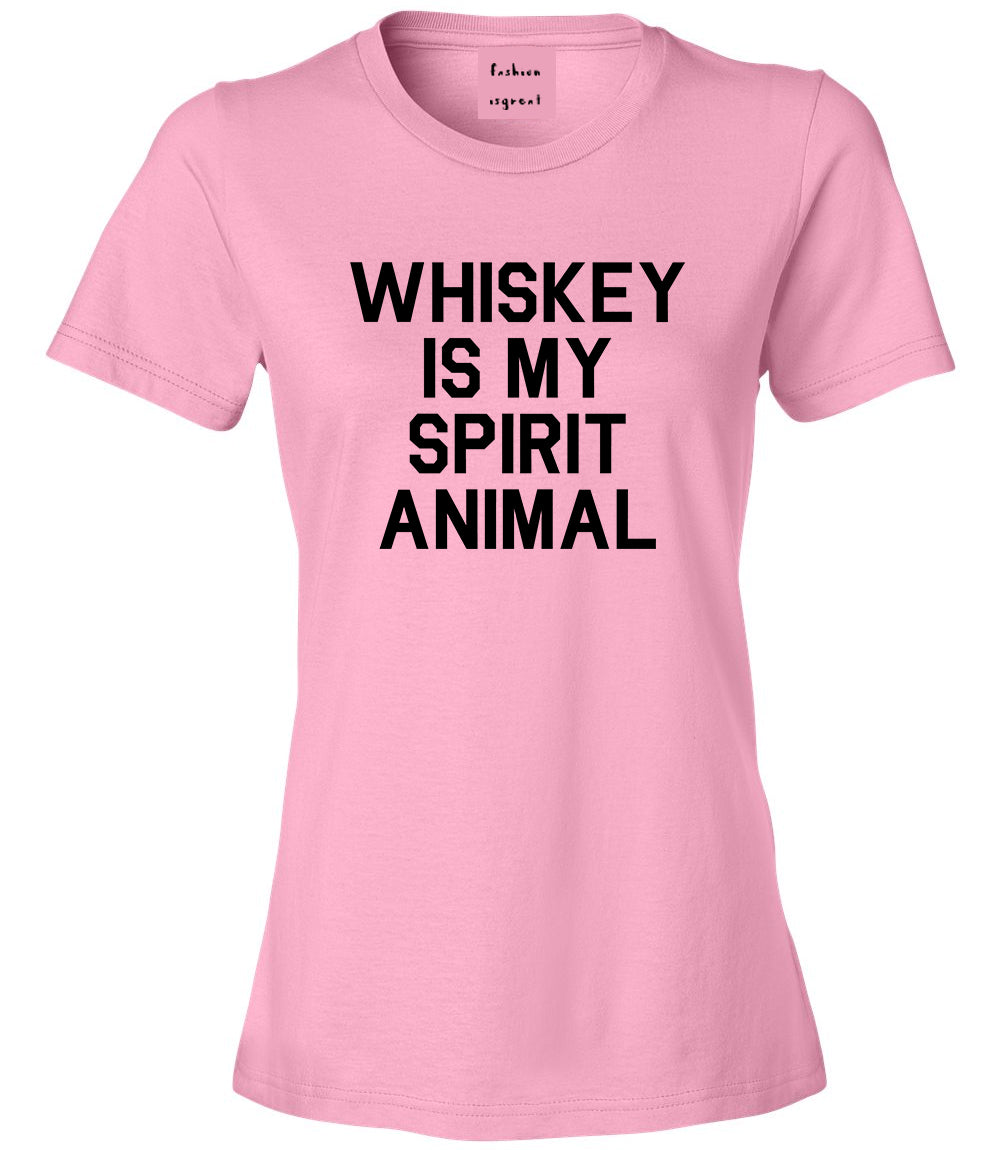 Whiskey Is My Spirit Animal Pink T-Shirt