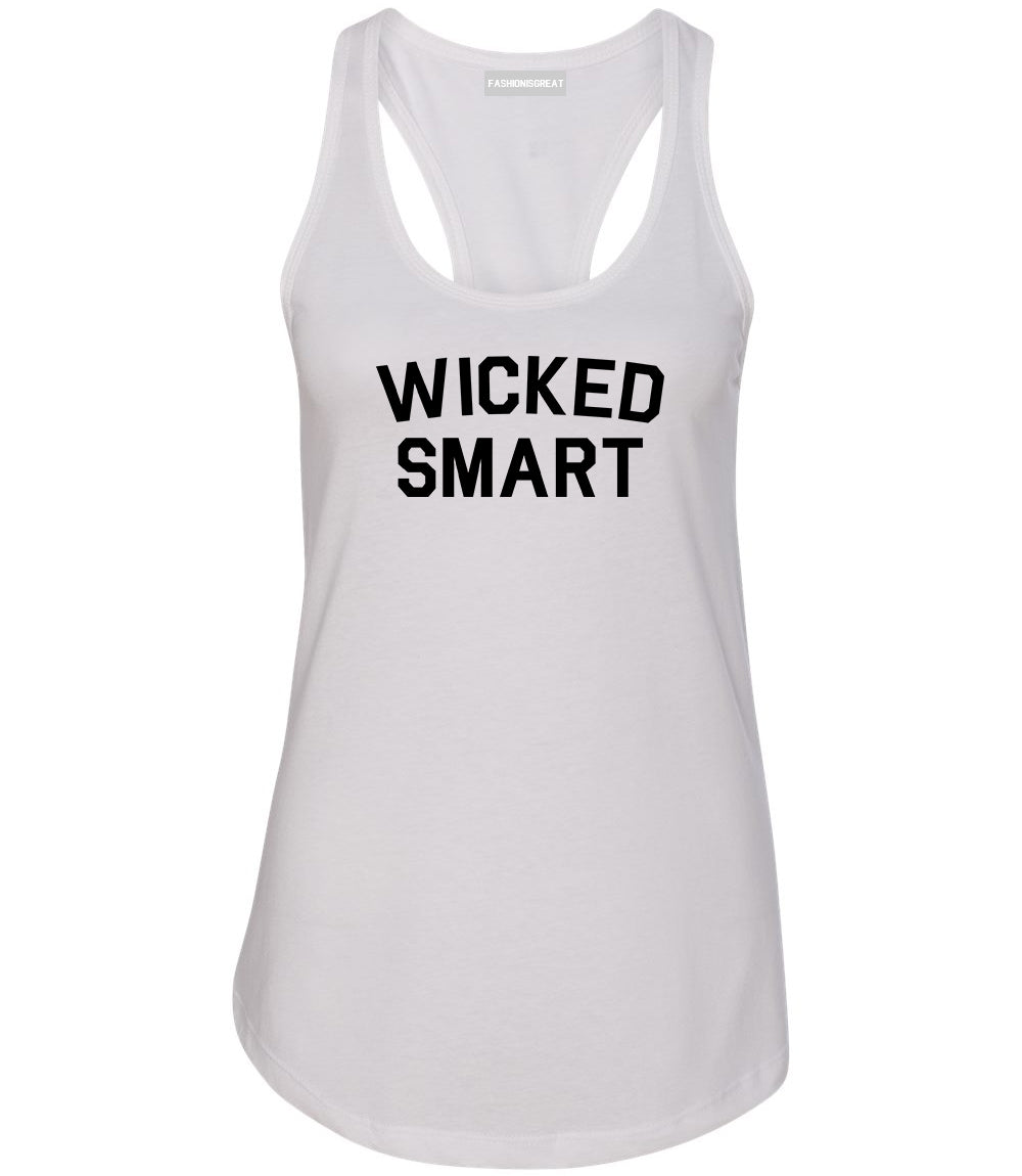 Wicked Smart Boston Funny White Racerback Tank Top