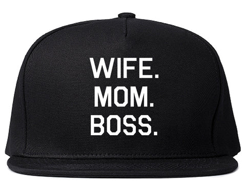 Wife Mom Boss Black Snapback Hat