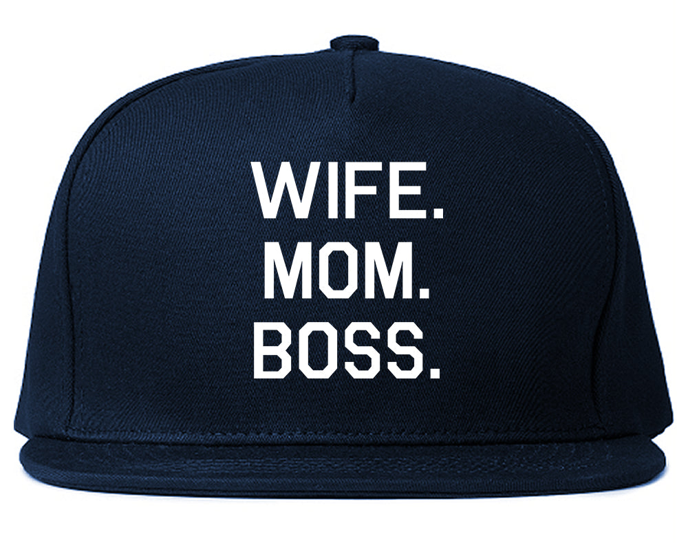 Wife Mom Boss Blue Snapback Hat