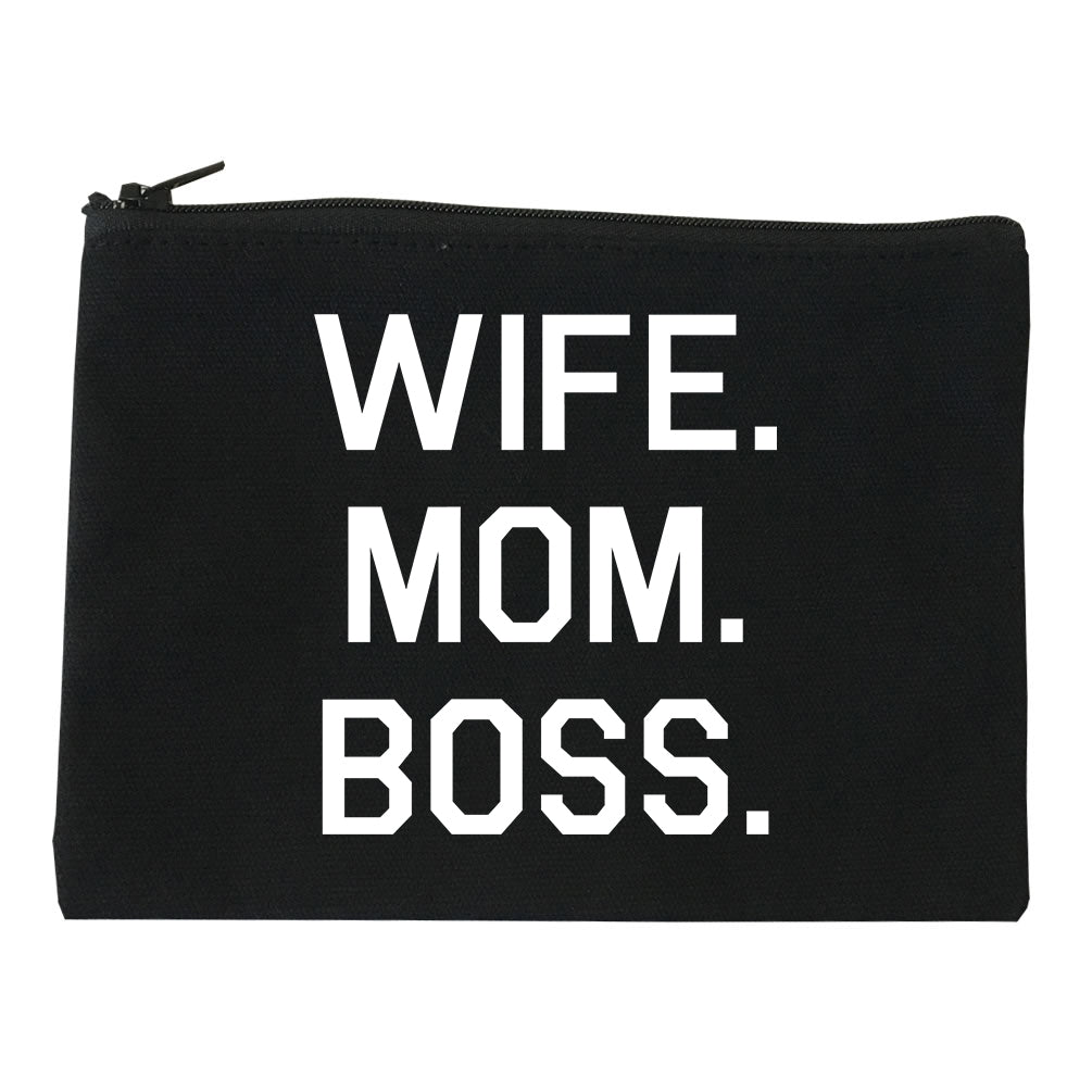 Wife Mom Boss black Makeup Bag