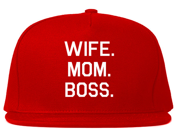 Wife Mom Boss Red Snapback Hat