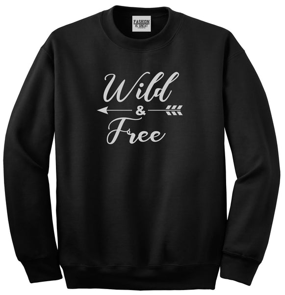 Wild And Free Arrow Black Womens Crewneck Sweatshirt