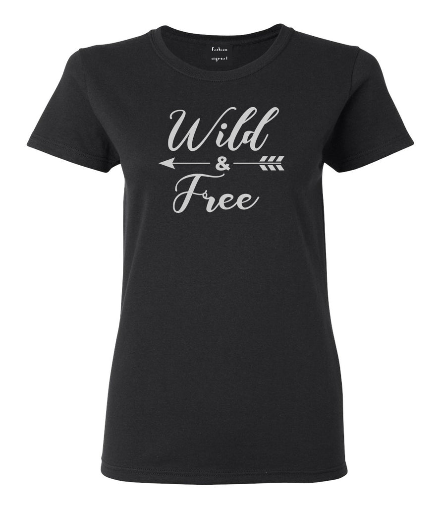 Wild And Free Arrow Black Womens T-Shirt