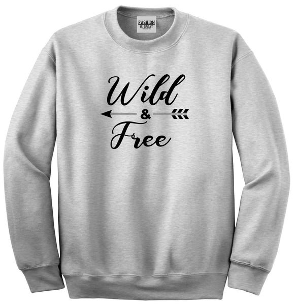 Wild And Free Arrow Grey Womens Crewneck Sweatshirt