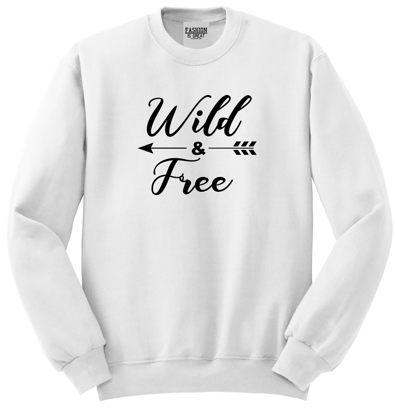 Wild And Free Arrow White Womens Crewneck Sweatshirt