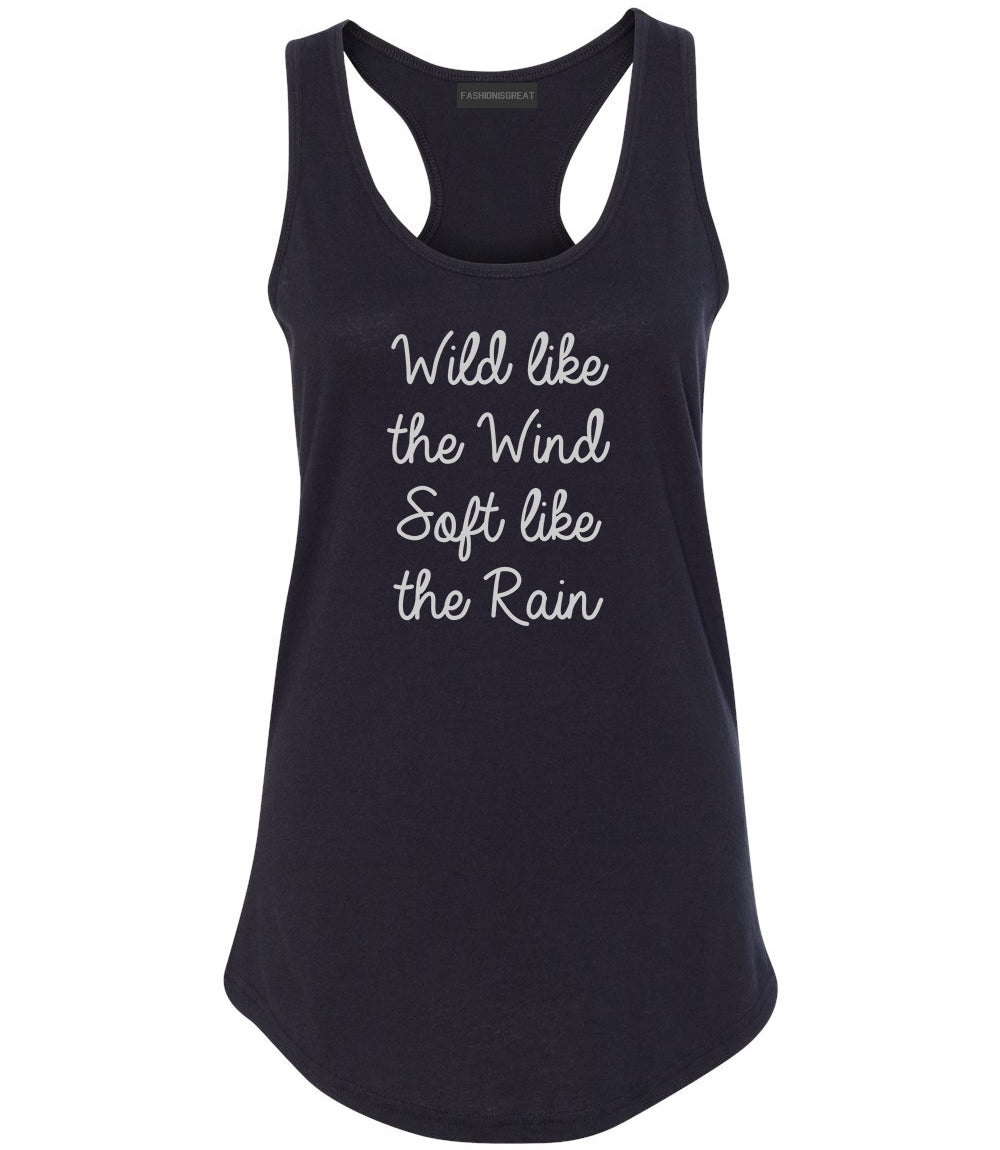 Wild Like Wind Spirit Hippie Vibes Black Womens Racerback Tank Top