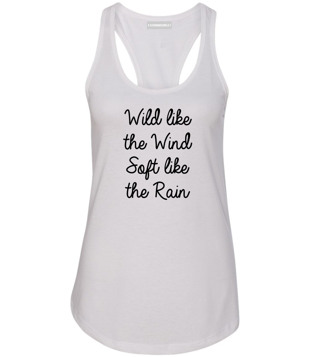 Wild Like Wind Spirit Hippie Vibes White Womens Racerback Tank Top
