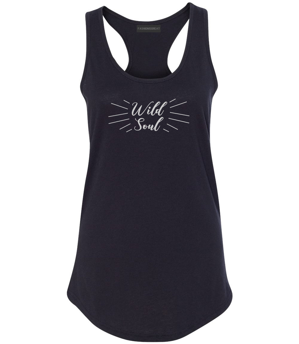 Wild Soul Quote Black Womens Racerback Tank Top