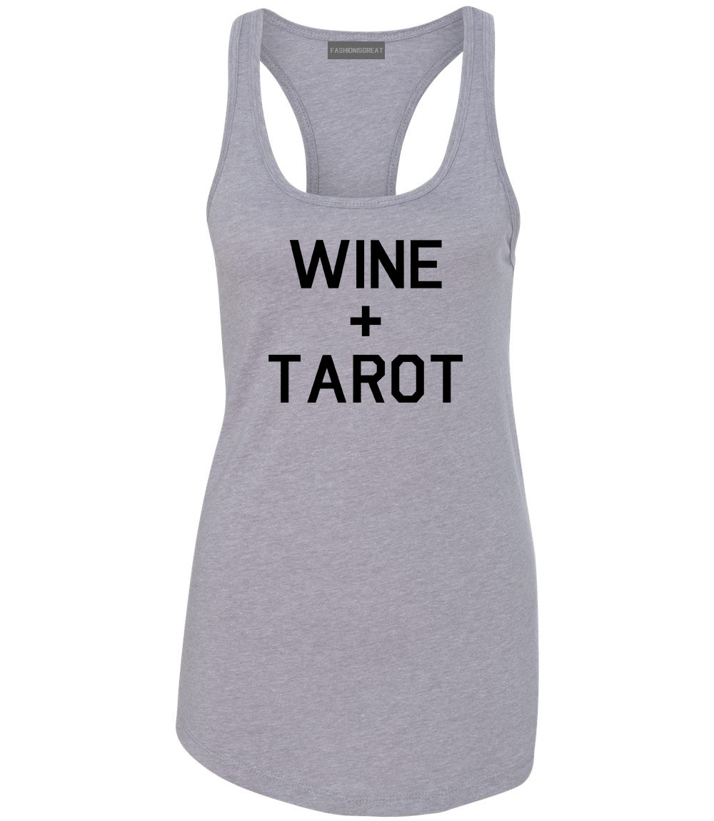 Wine And Tarot Cards Grey Womens Racerback Tank Top
