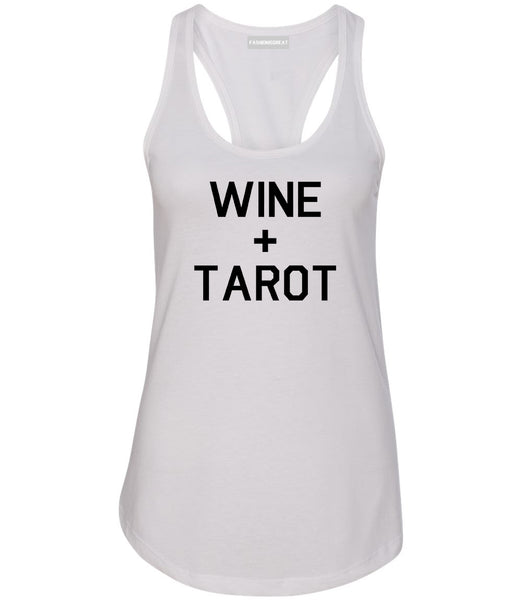 Wine And Tarot Cards White Womens Racerback Tank Top