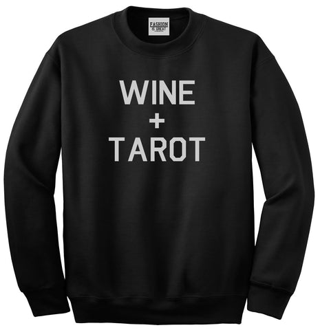 Wine And Tarot Cards Black Womens Crewneck Sweatshirt
