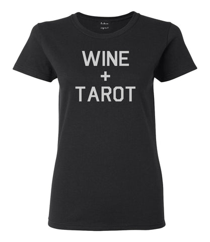 Wine And Tarot Cards Black Womens T-Shirt